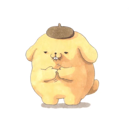 新生活が始まり新しい友達を作りたいけどモジモジしてうまくいかないポムポムプリンちゃん#ポムポムプリン #イラスト 