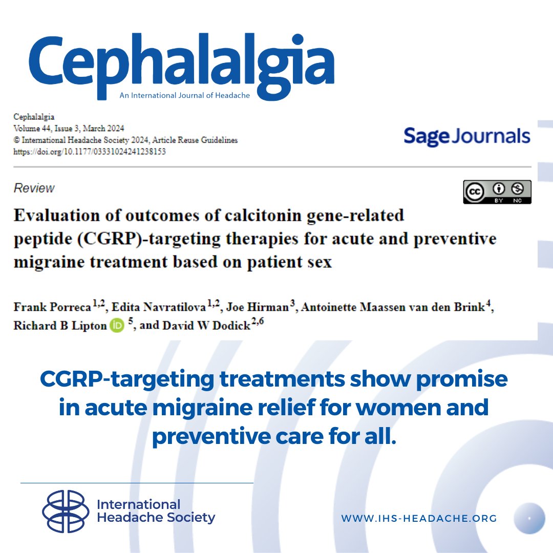 Efficacy of CGRP receptor antagonists (i.e., gepants) for treatment of acute migraine has only been established in women. But they are effective as preventive treatment in both men and women with chronic migraine. sagepub.pulse.ly/ehmczrebbh #headache #migraine #cgrp @daviddodick