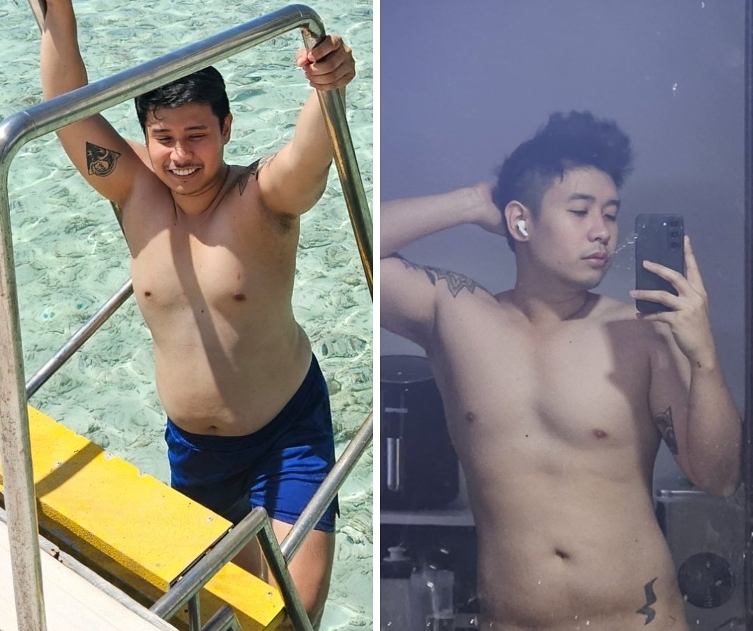 From 90 kgs to 72 kgs, obese to normal weight. Vline and abs on the way. 🥲