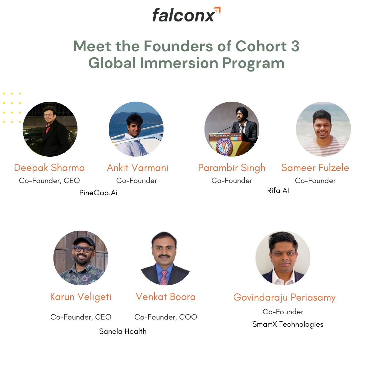 FalconXGateway's tweet image. Exciting News from FalconX
We are thrilled to announce the exceptional 14 startups of our Cohort 3 of Global Immersion Program! These visionary companies will receive invaluable mentorship from leading Silicon Valley entrepreneurs.
#FalconX #Startups #Innovation