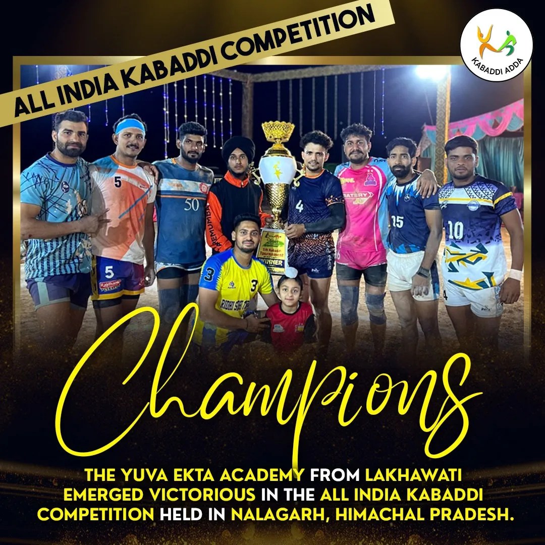 KabaddiAdda's tweet photo. "Lakhawati's Yuva Ekta Academy clinches victory at the All India Kabaddi Competition in Nalagarh, Himachal Pradesh."
#nalagarhhimanchalpradesh #himachalpradeshkabaddi #yuvaektaacademy #allindiakabaddicompetition #allindiakabaddi #akfi #kabaddiadda #followus #comment https://t.co/znM0etcMrr