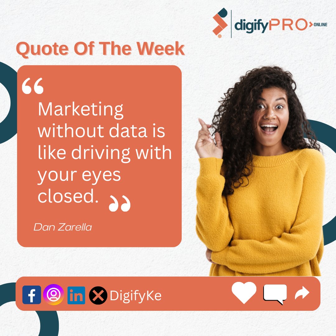 DigifyKE's tweet image. Take advantage of the power of data in marketing and watch your marketing efforts reach new heights. Data isn't just numbers – it's the roadmap to understanding your audience, refining your messaging, and maximizing your ROI. 📊.  Do you agree?

#DigifyKE #DigifyPro #Mpesa