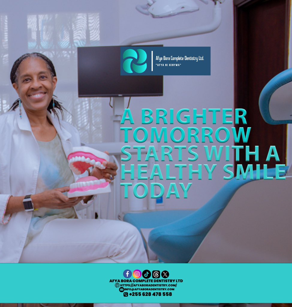 'Let's pave the way for a brighter tomorrow, one smile at a time! 😊🌟 Join us in championing better oral health practices to create a healthier, happier future for our society. Together, we can make a difference with Afya Bora Complete Dentistry. #OralHealth #BrighterFuture'