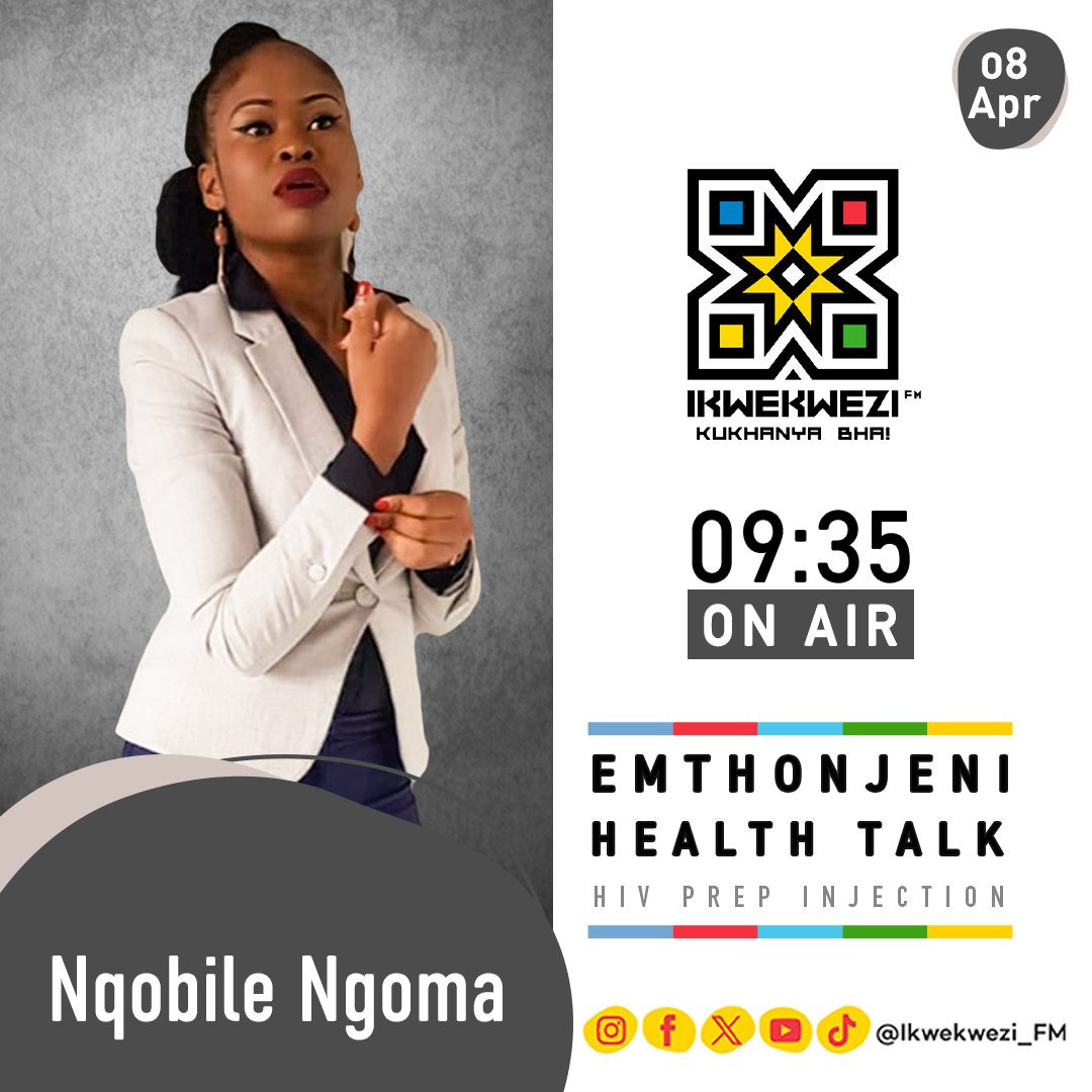 #Emthonjeni | Health Talk

👤 Nqobile Ngoma
📆 08/04/2024
⏰ 09:35

#HlalaEmkhanyweni
📻 90.6-107.7 FM
📺 DStv Ch. 804
💻 Stream | tinyurl.com/22y9z3ek