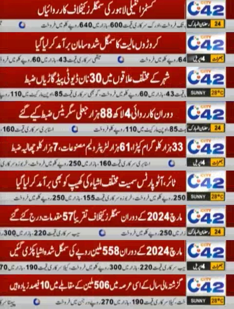 Int_Customs_Lhr's tweet photo. Customs Intelligence Lahore Directorate seized goods &amp; vehicles worth millions during March 2024.

@Rizwan1805 @FBRSpokesperson @city42 @City42tv @City42L @City42_TV https://t.co/e02rr2kp3d