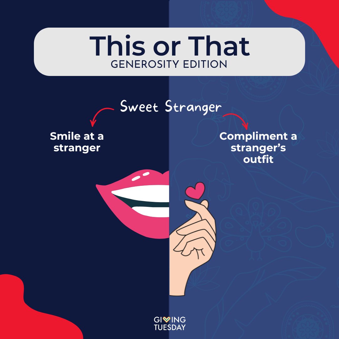 givingtuesdayin's tweet photo. Who's ready for 'This or That Challenge: Generosity Edition' part 2?! Get to know yourself better with a game that will warm you right up! Share your answers in the comments below and let's create a ripple of generosity together! #ThisOrThat #GenerosityChallenge #PlayWithPurpose https://t.co/YIgpQo6X2g