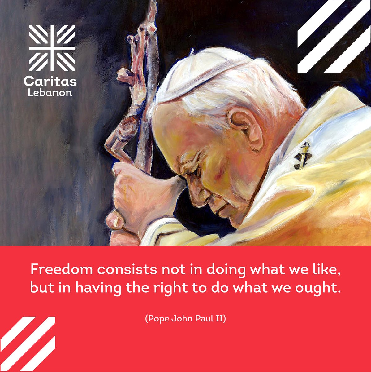 'Freedom consists not in doing what we like, but in having the right to do what we ought.' His Holiness Pope John Paul II #Freedom #JohnPaulII #Holiness #Quotes #Inspiration #Wisdom #Catholicism #Faith #Vatican #Pope #Legacy411