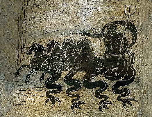 #MosaicMonday
The remains of an impressive #Roman villa found at Supino. Here can be seen the fabulous mosaic 😍 in black and white tiles that represents the sea god Triton on a chariot with horses and other #mythological figures.
#Archaeology #Italy #artwork