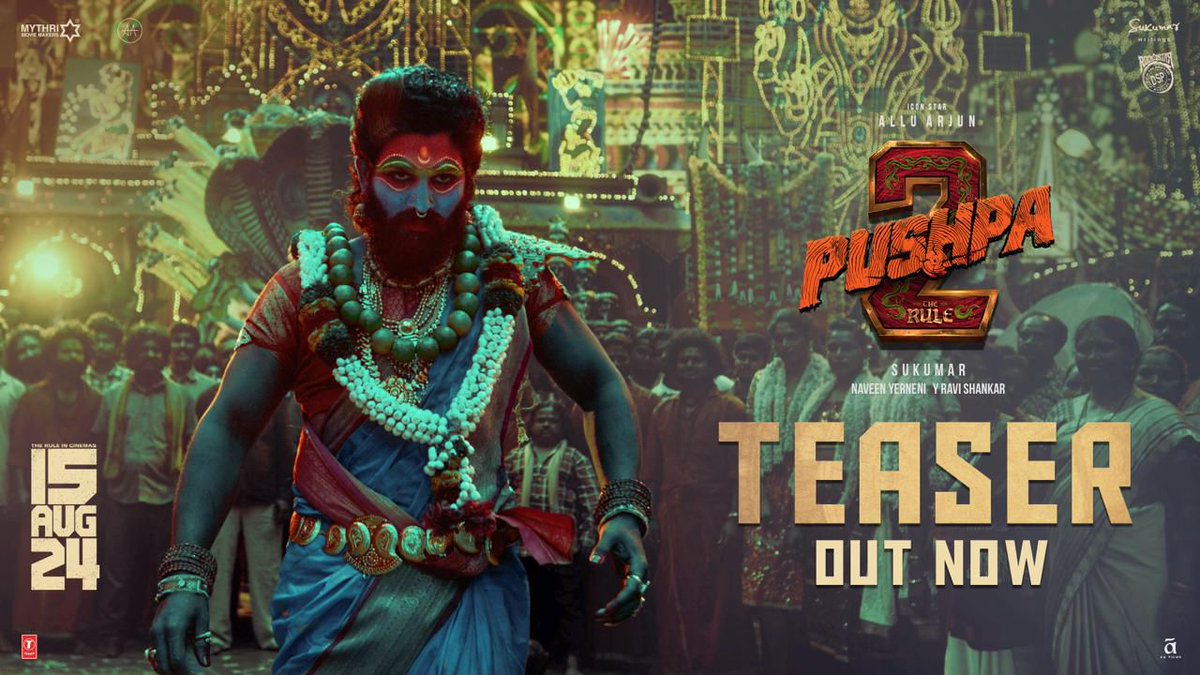 The teaser of #Pushpa2TheRule is here to bring the madness and the craze with #AlluArjun whose on-screen appearance is charismatic #Pushpa2TheRuleTeaser out now youtu.be/wboGYls1Bns #PushpaMassJaathara #HappyBirthdayAlluArjun @iamRashmika @aryasukku @MythriOfficial @TSeries