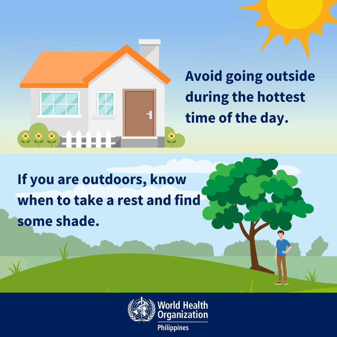 Population exposure to heat is increasing due to global warming and #ClimateChange. Extreme heat can cause serious and potentially fatal health problems. Here are some practical reminders to protect yourself from the dangers of extreme heat.