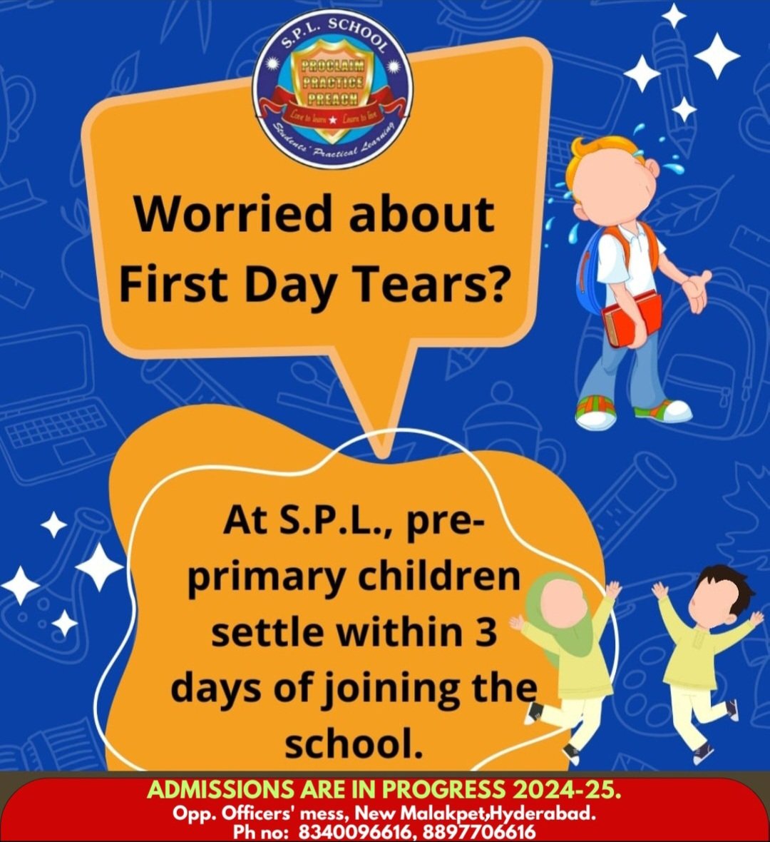 'From Tears to Cheers: A Heartwarming Journey of Adjustment on the First Days of School'

#SPLSchoolAdmissions
#2024Admissions
#LoveToLearn
#LearnToLive
#EducationalVision
#EmpoweringStudents
#InclusiveEducation
#StudentSuccess
#FutureLeaders
#AdmissionOpen
#AcademicExcellence