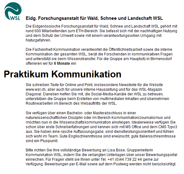 Interessiert an #Wissenschaftskommunikation und Abschluss in einer Naturwissenschaft oder Journalismus? Die Facheinheit bietet ein 6-monatiges #Praktikum! Mehr unter apply.refline.ch/273855/1632/pu… #Praktikumsplatz #Kommunikation #Journalismus