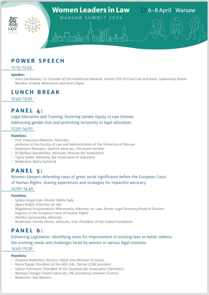 Dzisiaj w @KancelariaSejmu bardzo ważne wydarzenie. @EuropeanBars zorganizowała konferencję o roli kobiet - leaderek w zawodach prawniczych. Szczególnie poleca się panel nr 5 😎