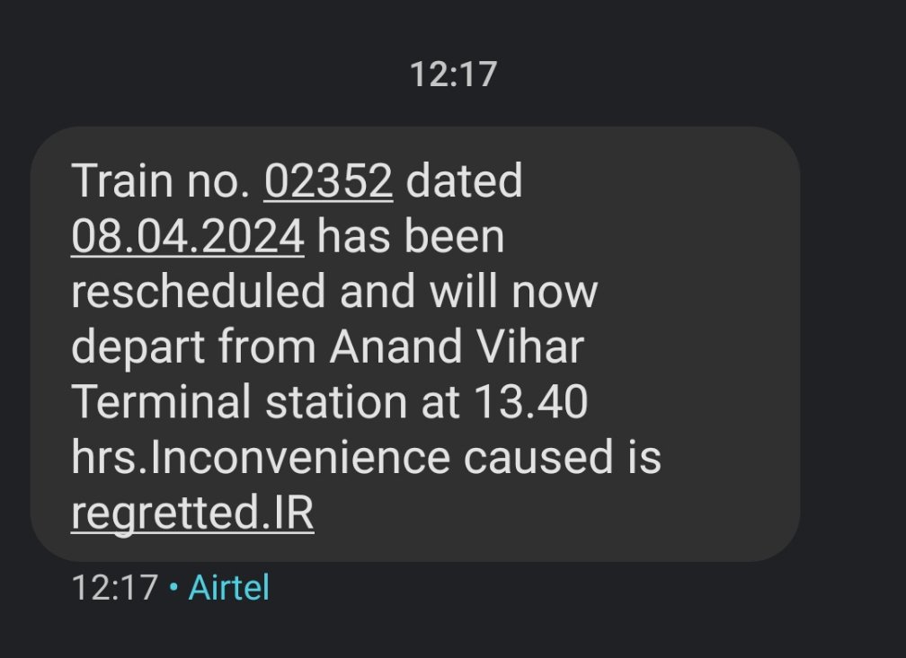 sarcaser_suru's tweet photo. "Absolutely furious with @indianrailway__! Rescheduling my train not once, not twice, but THRICE! It's unacceptable and incredibly inconvenient. Get your act together and stick to the schedule! #Disappointed #Unreliable"  @IndianRailMedia @AshwiniVaishnaw https://t.co/GCUsgwwMTM