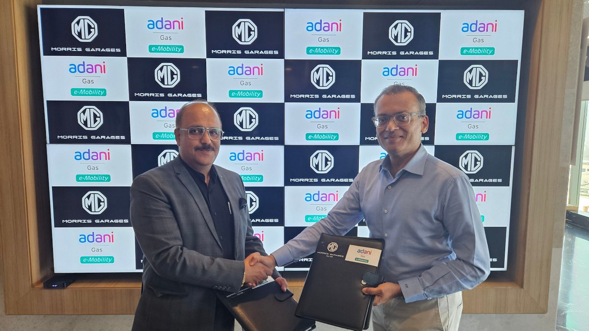 Adani Total Energies E-Mobility Limited (ATEL) & MG Motor India have signed a Memorandum of Understanding (MoU) to strengthen the EV charging infrastructure in India, says ATEL.

#AdaniGroup #MG #EVCars