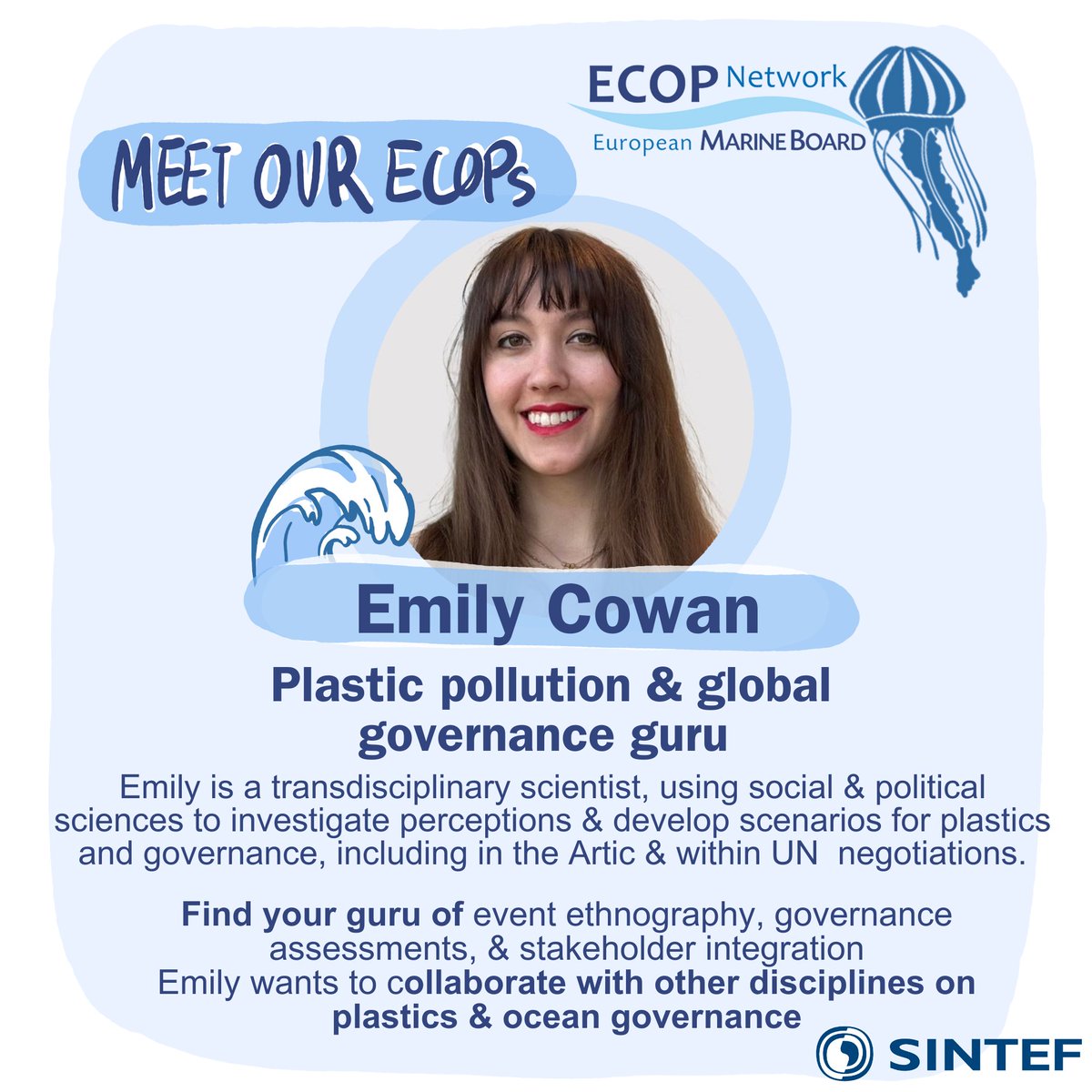 This is #MeetOurECOPs week ! For the first day of the week, we get to know <a href="/EmilyCCowan/">Emily Cowan</a> from <a href="/SINTEF/">SINTEF</a>. She is working on plastics pollution and governance for her PhD. The perfect example of why it is important to merge science and policies !