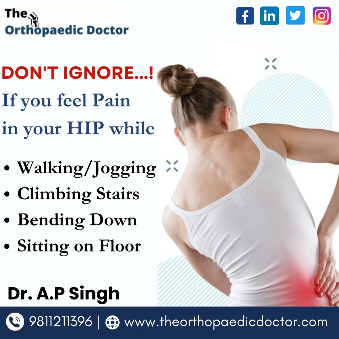 𝐃𝐎𝐍'𝐓 𝐈𝐆𝐍𝐎𝐑𝐄...!
If you feel Pain in your HIP while
*
Consult with Dr. A.P Singh
(Best Orthopaedic Surgeon in Greater Noida)
.
📷 Contact at 9811211396
**
#Drapsingh #hippain #hipreplacementsurgery #hipreplacement #hipreplacementrecovery #orthopedicsurgery #greaternoida