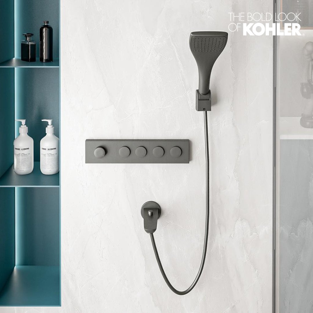 #ColoursByKohler: Matte Black (2/3)-
Modern, sophisticated and ultra-chic, this #KohlerBoldLook is perfect for the master bath in your home.

​To know more, visit – 
kohlercampaign.com/coloursbykohle…

#Kohler #KohlerAfrica #LuxurySpaces #Luxury #BathroomInspo #Decor #Interior