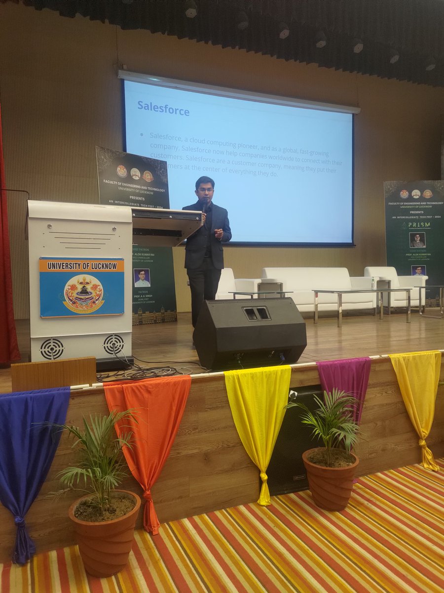 "Excited to be part of the #TechFest at Lucknow University as a Salesforce community! Join us for inspiring talks, interactive demos, and networking opportunities. Let's explore the future of tech together! #Salesforce #LucknowUniversity #TechInnovation"
