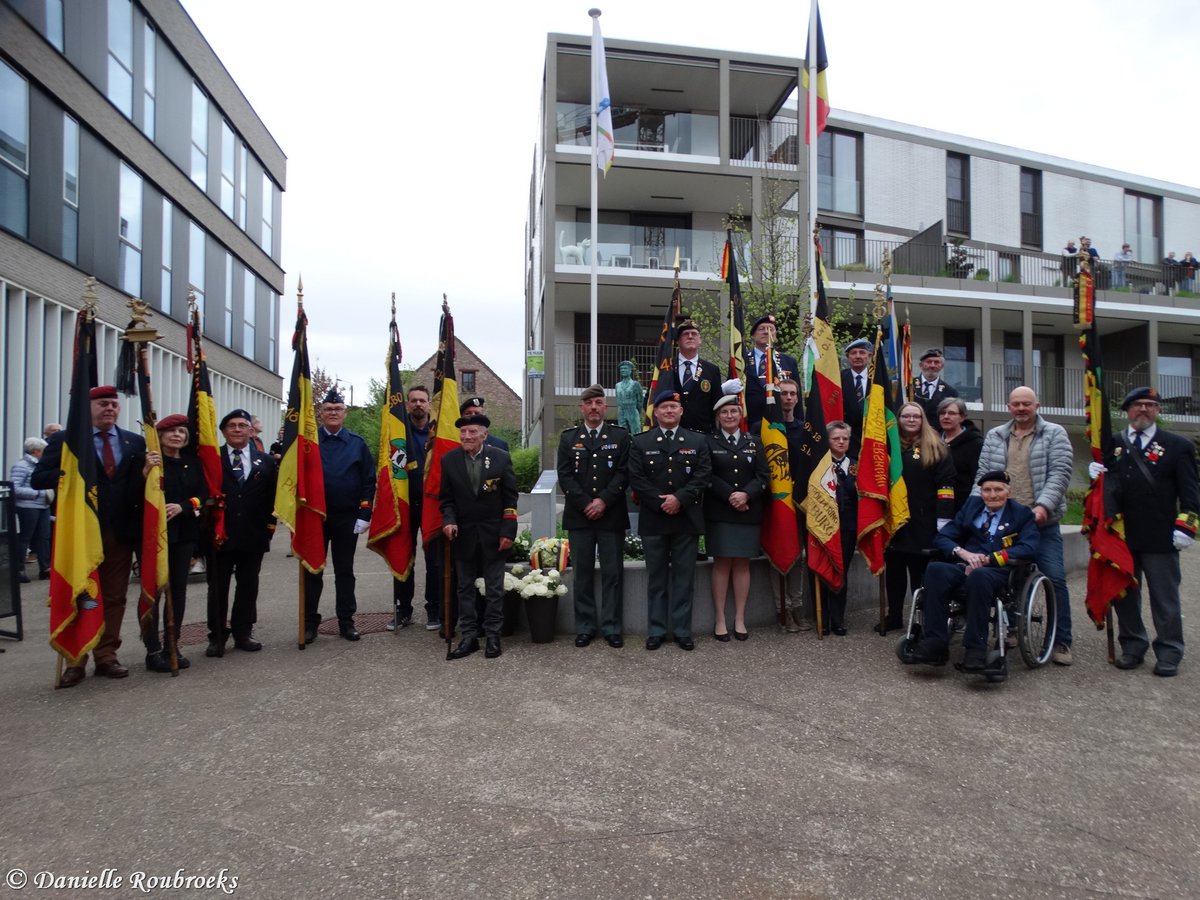 Lummen, Belgium, #VeteransDay remembrance, 7th April 2024, amongst them the two remaining WW2 veterans from Lummen, 100 and 96 years old.