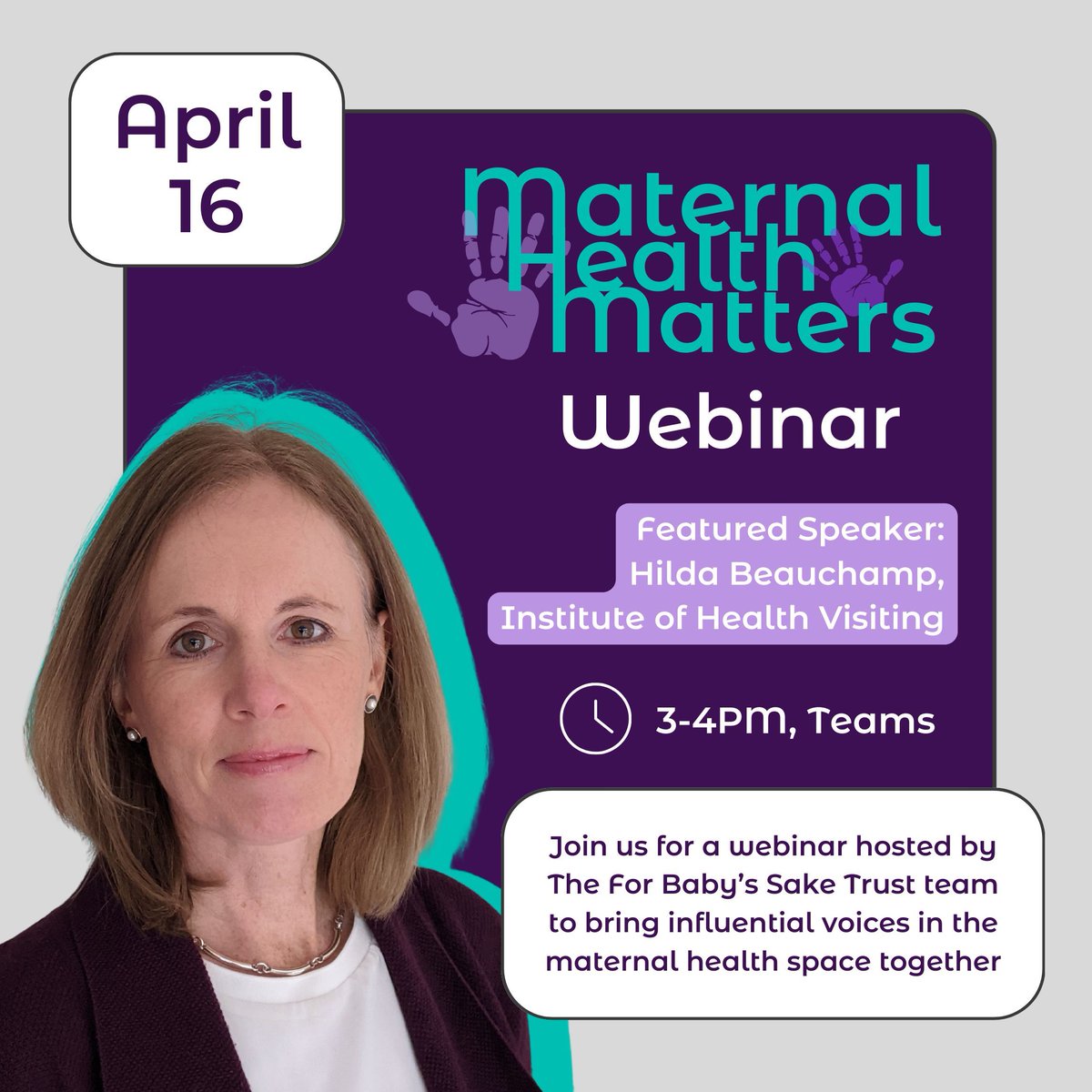 We’re so excited for our #MaternalHealthMatters webinar, where we’ll be joined by Hilda Beauchamp, Perinatal and Infant Mental Health Lead, from our campaign partners at @iHealthVisiting. 📅Tuesday 16 April 2024 ⏰3PM - 4PM 📍Online 🎫FREE Register: buff.ly/3vjQXmm