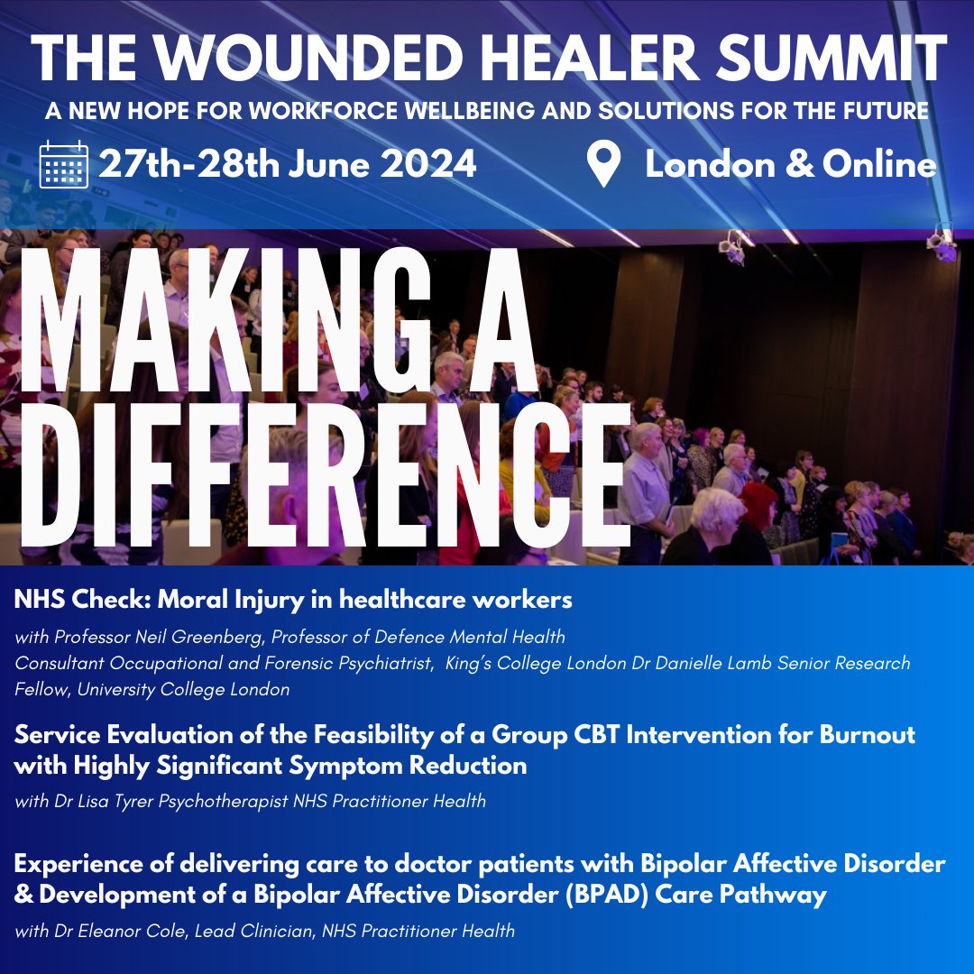 Are you interested in interventions and outcomes that have impacted workforce wellbeing? Join the Making a Difference session on the first day of The Wounded Healer Summit! Book your place today: bit.ly/TheWoundedHeal… #WoundedHealer24 #NHSPractitionerHealth