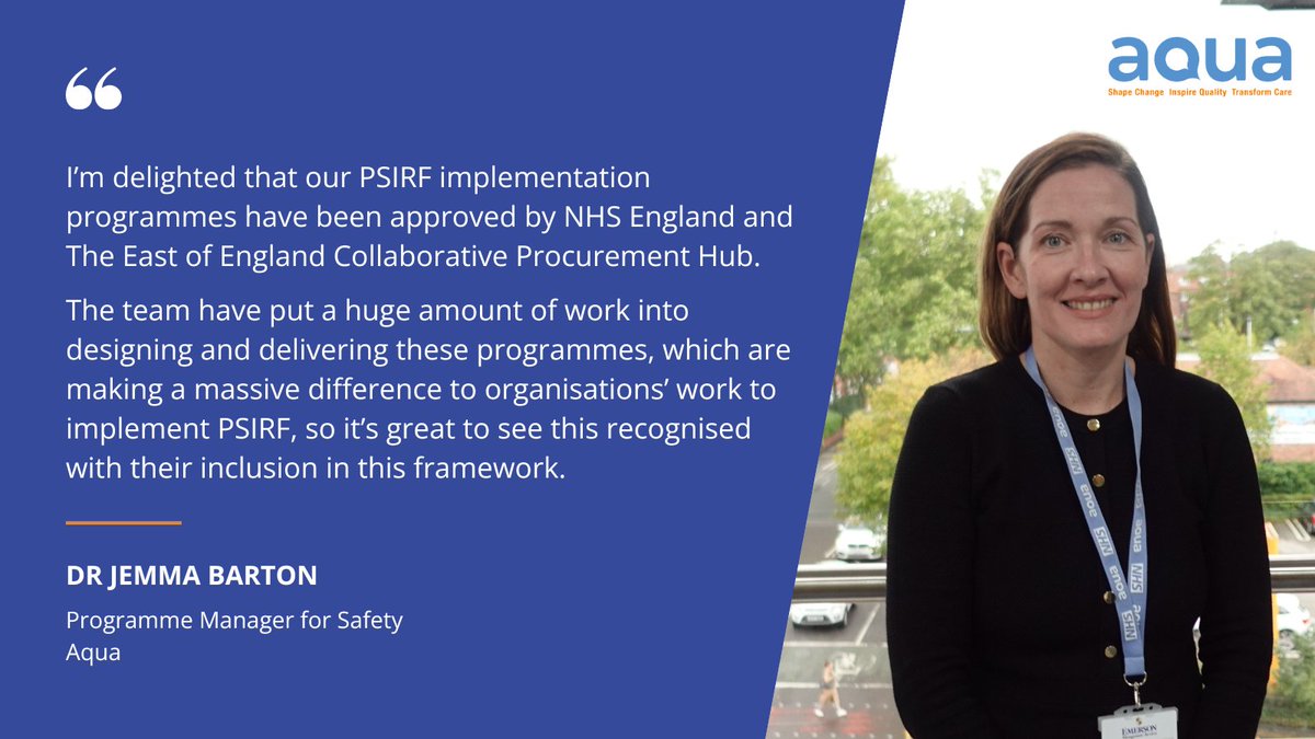 Aqua Programme Manager @jemmabarton2 shares what it means for our PSRIF implementation programmes to be approved by @NHSEngland and @EOECPH. This news highlights the value of these programmes for people working across health and care. Read more: aqua.nhs.uk/aquas-psirf-im…