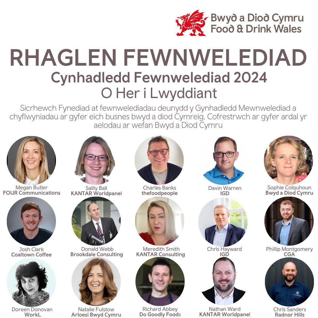 Diolch i'r holl gynhyrchwyr Bwyd a Diod Cymru am ymuno â'r Gynhadledd Mewnwelediad eleni, am fewnwelediad gan @Kantar @fromIGD @CGA_insights @thefoodpeople @fouragencyhq @WorkLForBusines. Cyrchwch bob recordiad a chyflwyniad yn ardal Aelodau #BwydaDiodCymru