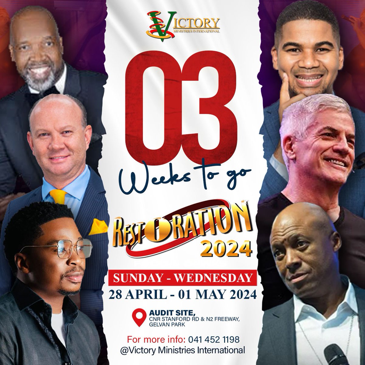 𝐑 𝐄 𝐒 𝐓 𝐎 𝐑 𝐀 𝐓 𝐈 𝐎 𝐍 𝟐𝟎𝟐𝟒 
𝟑 𝐖𝐄𝐄𝐊𝐒 𝐓𝐎 𝐆𝐎!!!
#Restoration2024 #WeHopeToSeeYouThere #TheYearOfWar #ACityCanBeBornAgainInOneDay #VictoryMinistriesInternational