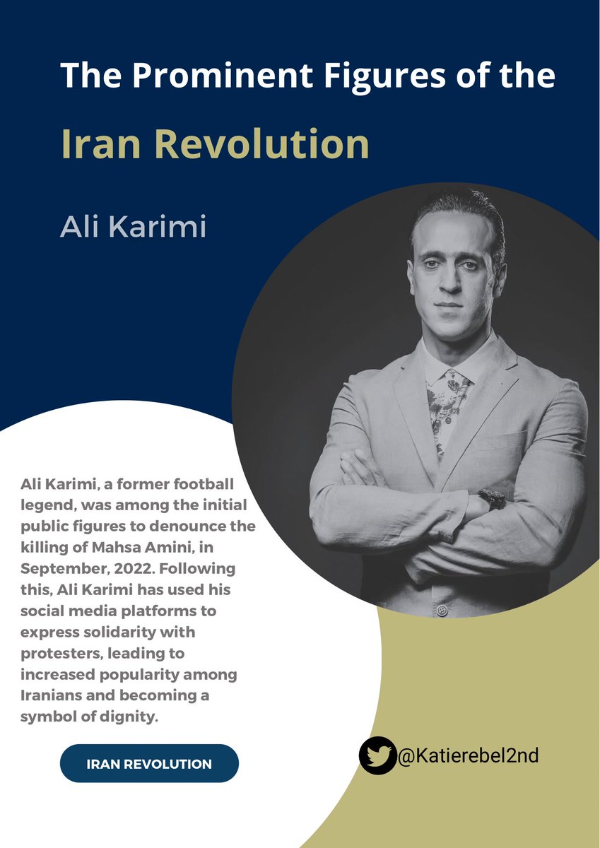 ☑️ The Prominent Figures of the #IranRevolution :

#Ali_Karimi, a former football legend, was among the very first public figures to denounce the killing of Mahsa Amini, in September, 2022. Following this, Ali Karimi has used his social media platforms to express solidarity with…