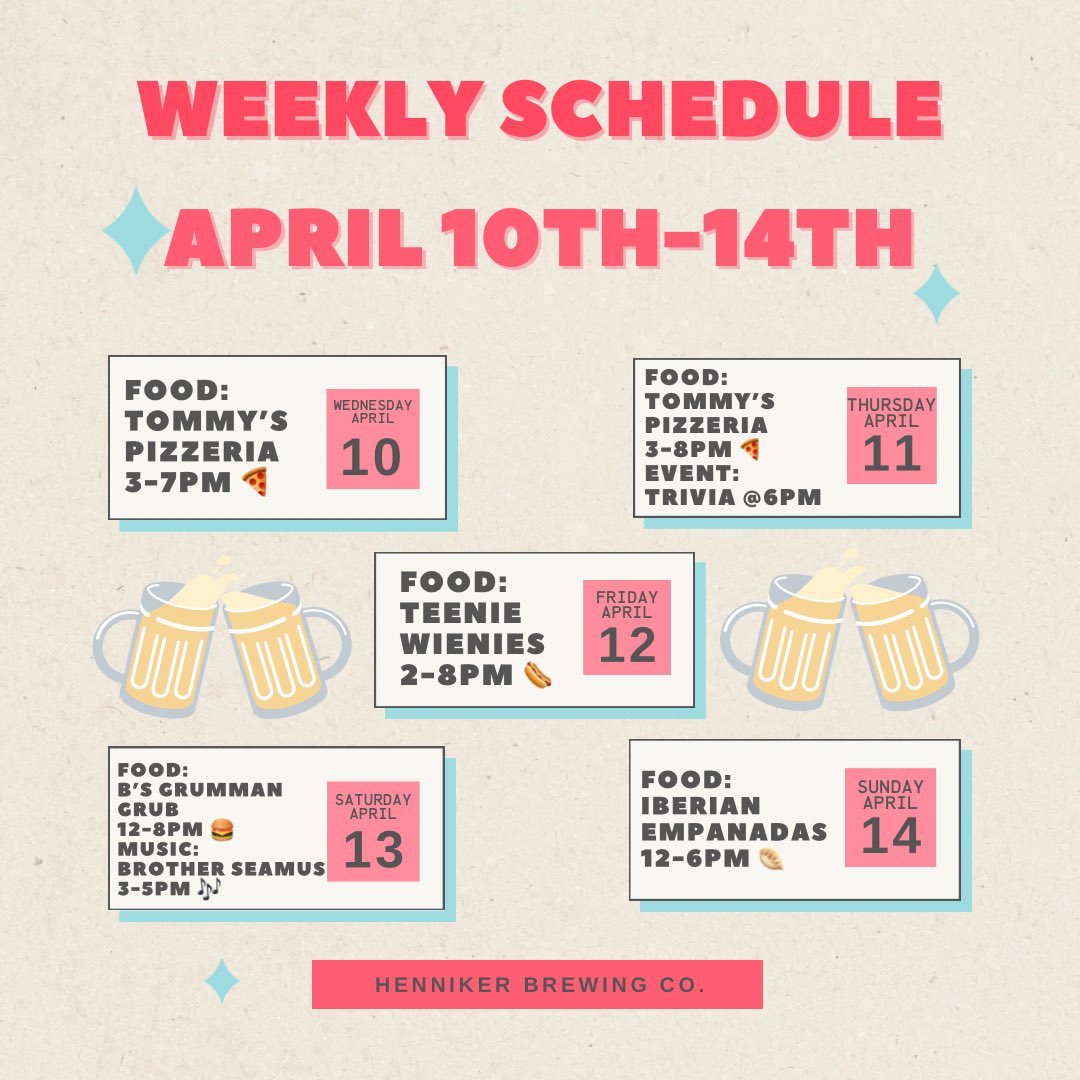 Hope everyone had a good snowy week last week, here’s what HBC has going on this week! 🍻