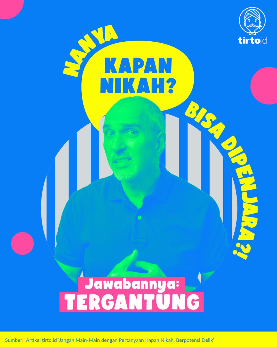 TirtoID's tweet photo. Lagian pertanyaan "kapan nikah?" pas lebaran udah basiiiii bangeett. Ganti dong pertanyaannya! Personality-ku yang lain butuh ditanya juga nih~
#infografik #kapannikah #lebaran #DamaiBersamaRamadhan #personality #basabasi https://t.co/iSUIczF4Vn