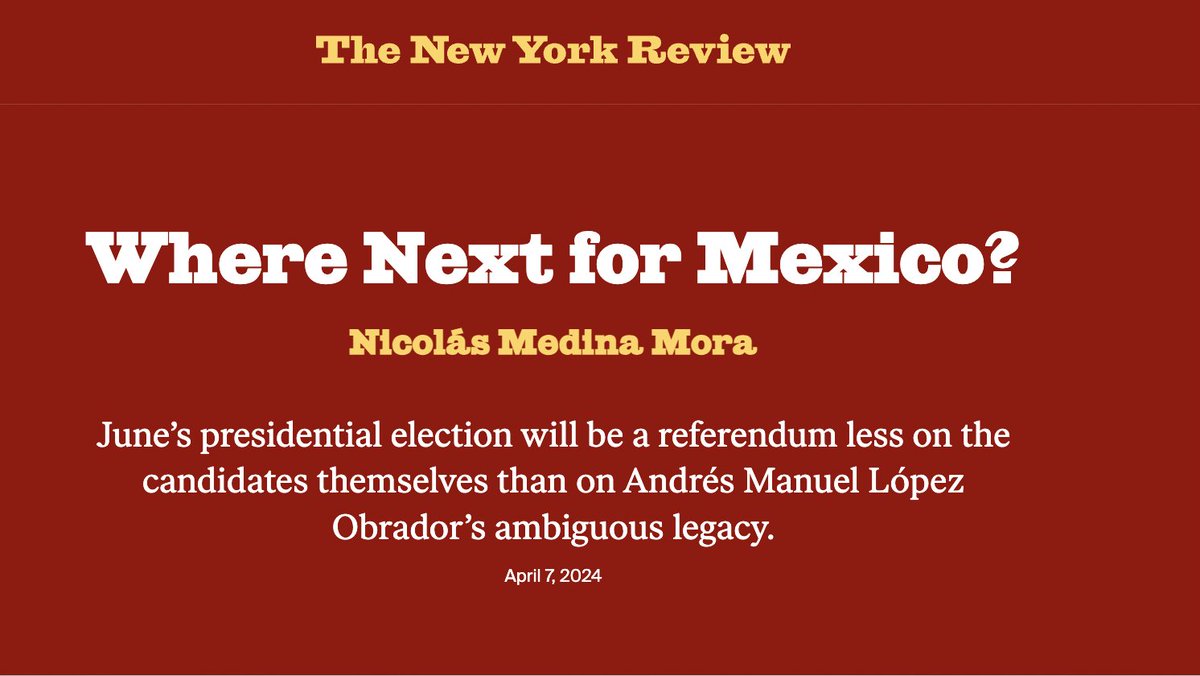 The first Mexican presidential debate is happening right now. All three candidates are doing a terrible job. If you're curious who they are and why they are so incoherent and ineloquent, here's an essay about the election I wrote for @nybooks. nybooks.com/online/2024/04…