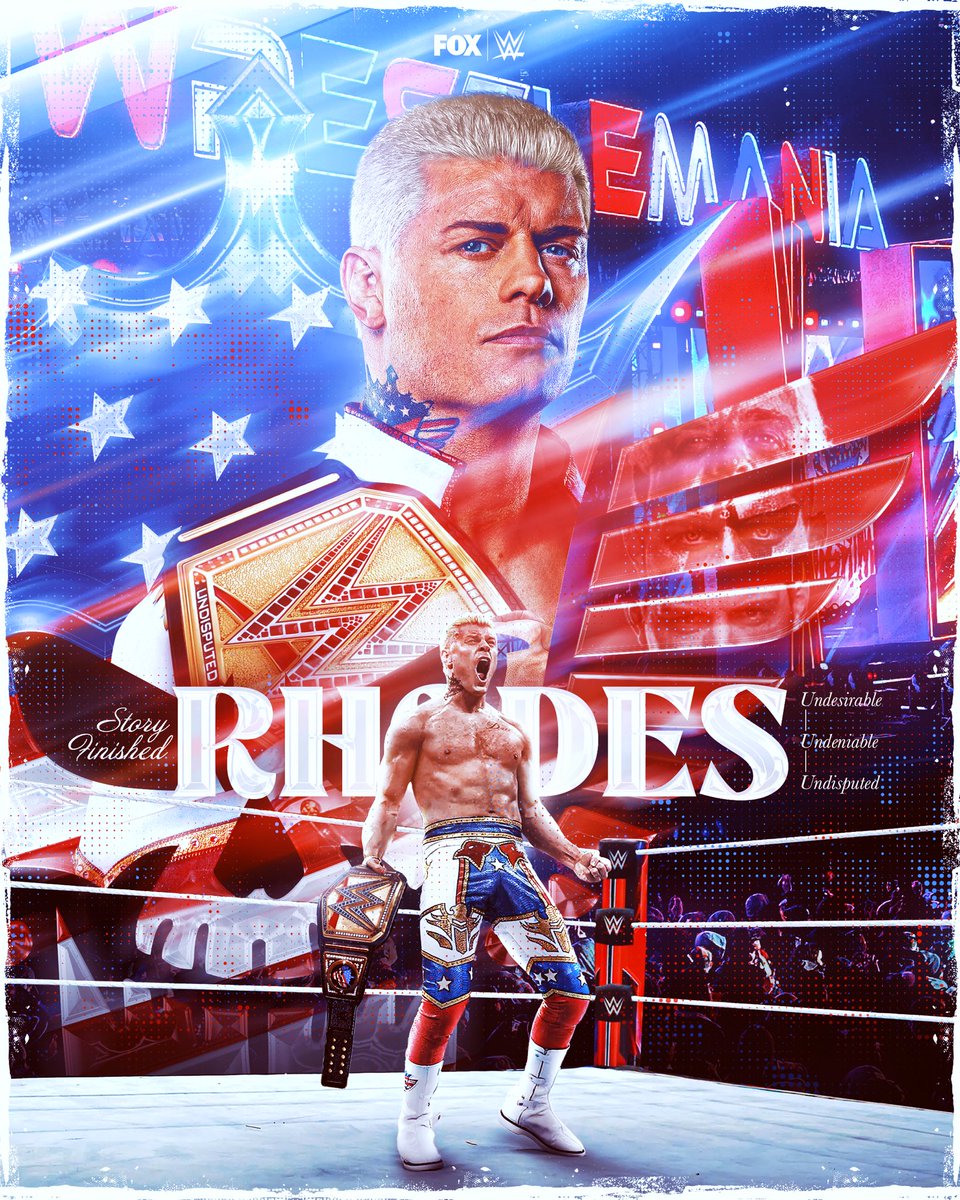 WWE on FOX (@wweonfox) on Twitter photo STORY FINISHED. 📕
<a href="/CodyRhodes/">Cody Rhodes</a> is your NEW Undisputed WWE Universal Champion!
#WrestleMania STORY FINISHED. 📕
<a href="/CodyRhodes/">Cody Rhodes</a> is your NEW Undisputed WWE Universal Champion!
#WrestleMania