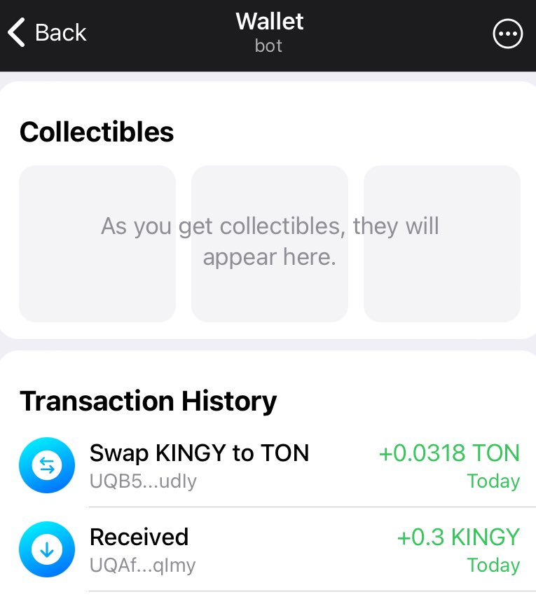 🌟 Airdrop on TON ecosystem
🌟 You can claim once a day
🌟 Return to your wallet immediately after claiming, you can swap to TON immediately
🌟 Listed 2 major DEX exchanges on TON, currently priced at $0.53
🌟 Hurry up 👉 t.me/kingyGMbot/gmg… 

#airdrop #kingy #tonairdrop