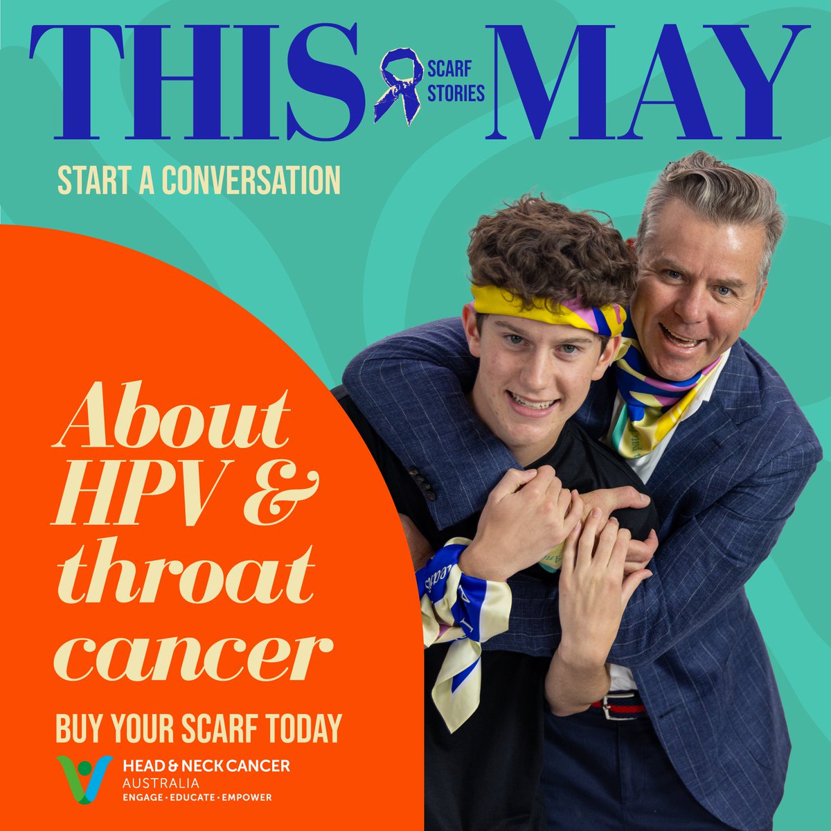 Tiel was diagnosed with #HPV related #TonsilCancer in 2017. He is keen to #startaconversation so that his son, Harvey, and other young Australians know that HPV does not only cause #cervicalcancer, it causes 70% of Tonsil and Base of Tongue Cancers. …y-scarf-tells-a-story.raiselysite.com