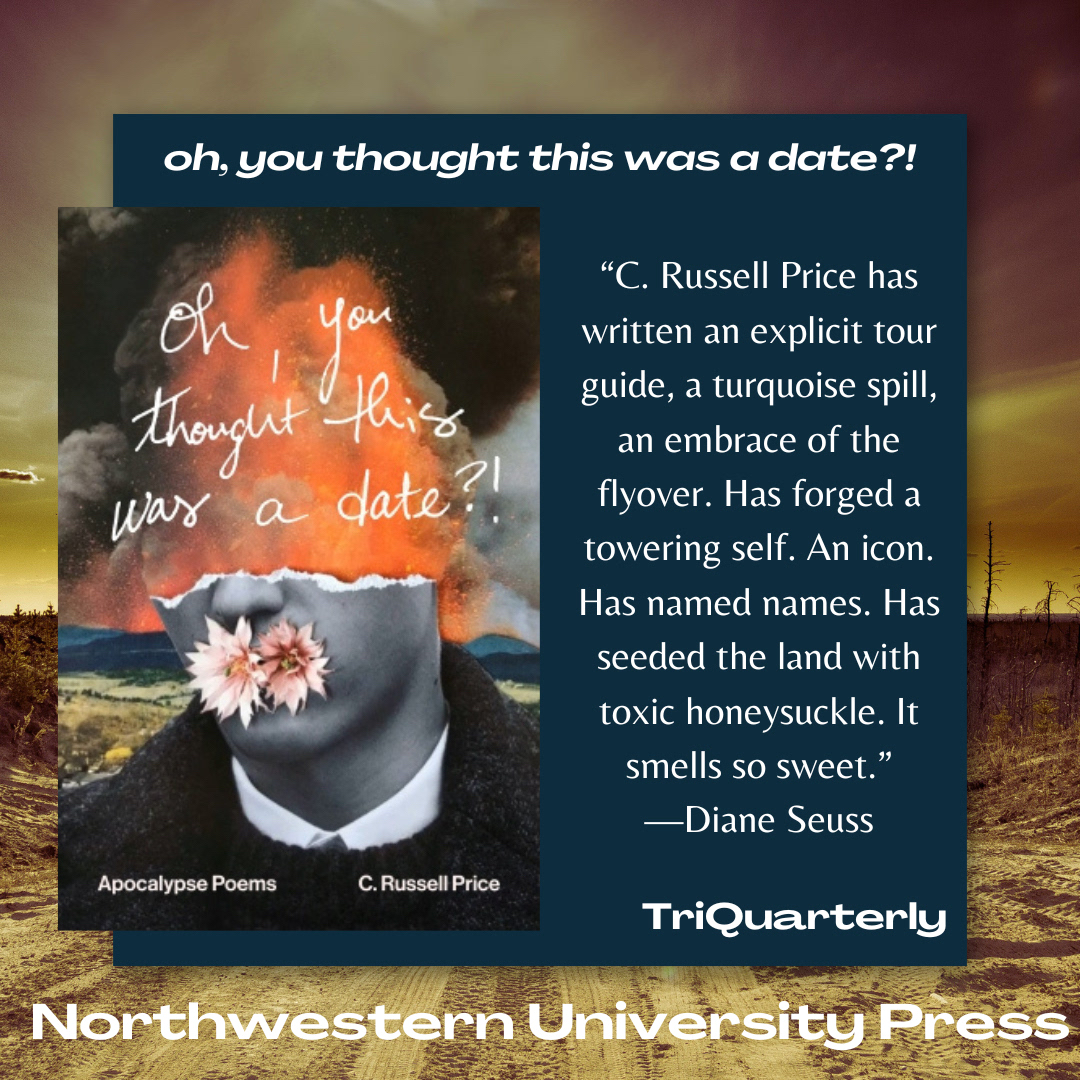 Full of dark humor, resilience, bubblegum lip smack, and radical vengeance, C. Russell Price’s oh, you thought this was a date?! is for the people who listen to Fleetwood Mac during the apocalypse. 40% off in April with code POETRY24. #PoetryMonth spr.ly/6016wrPe4