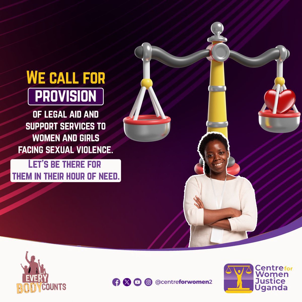Legal Aid is crucial for survivors of Sexual and Gender Based Violence to access justice and tell their stories. Let's help them find redemption. ✊🏿 #CentreforWomenJusticeUganda #SexualAssaultAwarenessMonth