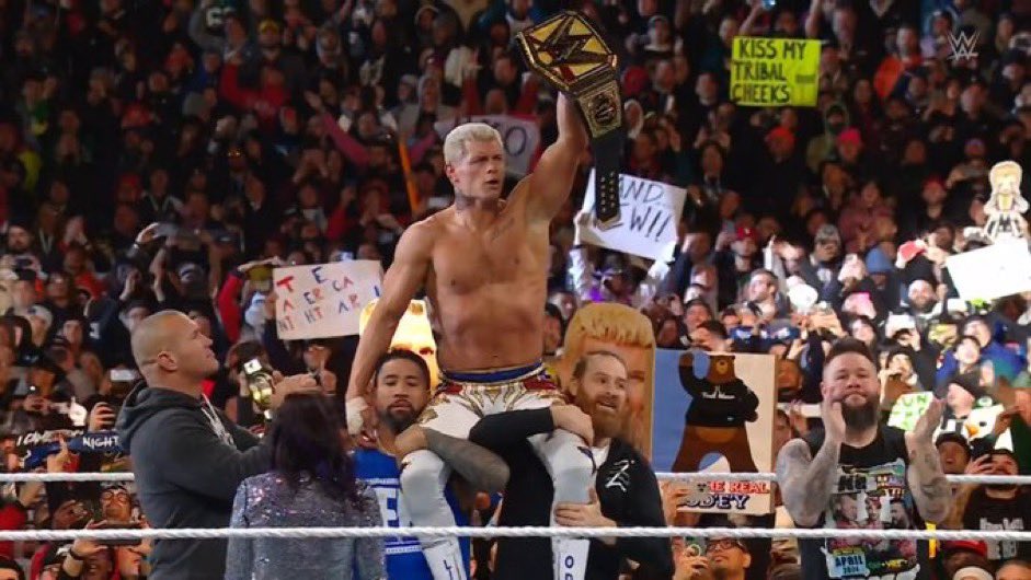 TheLPWF's tweet photo. 741 days later, he did it. Worth every second. #WrestleMania https://t.co/TYlbOA7F1w