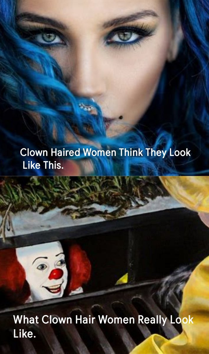 They wear 'Clown Hair' not realizing that the majority of people will not take them seriously because of it. Dress like a clown and you will be treated like a clown.  #TruthIsNotAHateCrime #truth #FactsMatter #Fuckyourfeelings #Trump2024NowMorethanEver