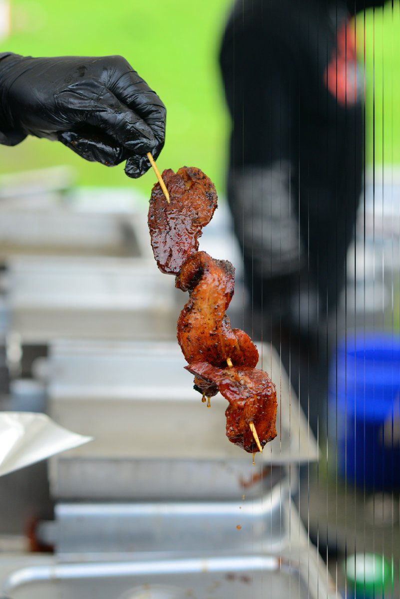 #day98 yesterday I went to the Chicken wing festival, but the best thing there was this Bacon on a stick. This shit was delectable. And I wish I had more now.