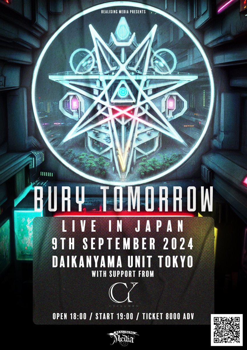 【Bury Tomorrow (UK) @burytomorrow Live in Japan 2024】 9/9 2024 @ Daikanyama Unit, Tokyo w/ Cyclamen @thiscyclamen チケット: 8,000円 🎫: forms.gle/VkJZELeWri47W8…