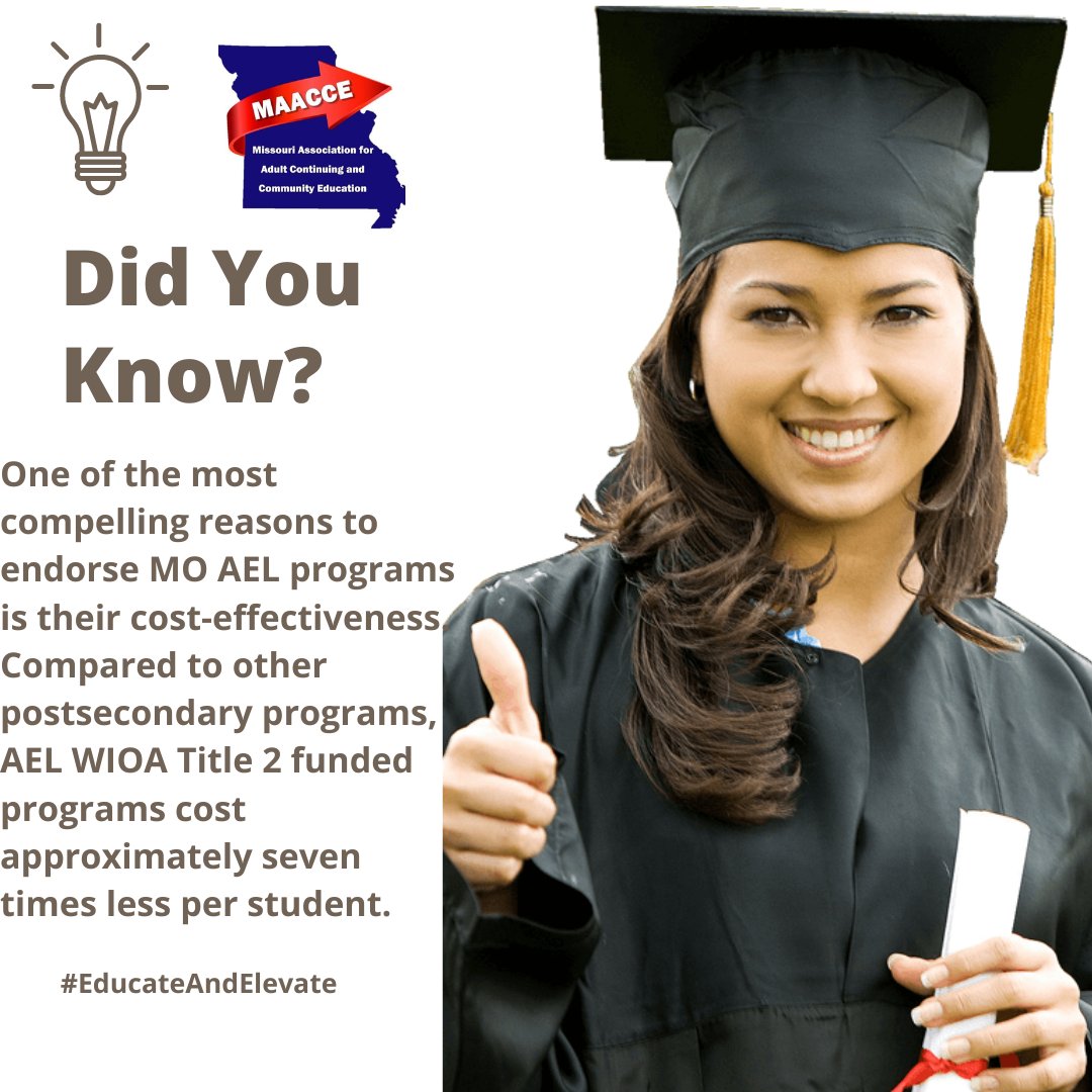 Missouri's Adult Education provides cost-effective instruction for those who pursue their high school equivalency exam (HiSET or GED). #AdultEdu #EducateAndElevate