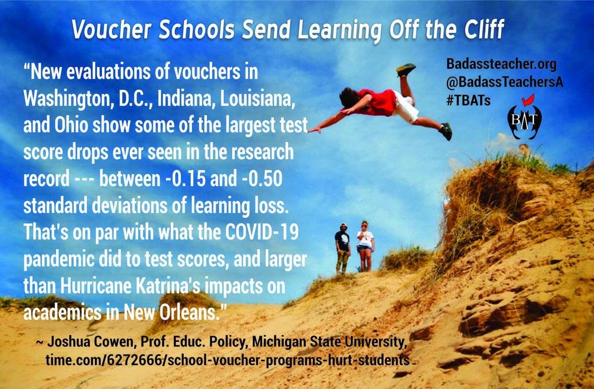 Voucher Schools do a poor job of teaching kids. Test scores go right off a cliff. #SayNoToVouchers #SupportPublicSchools @joshcowenMSU @mrobmused @Network4pubEd @NPEaction @piper4missouri