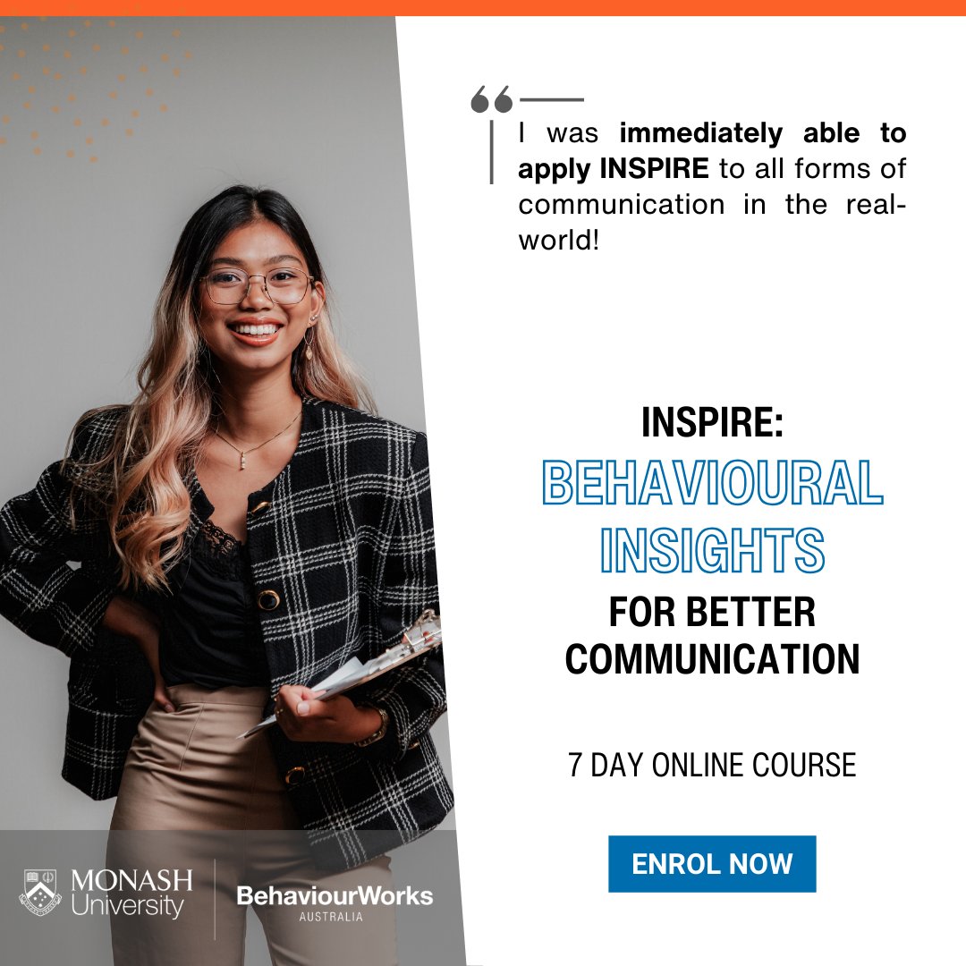 What do our alumni think of the course? Learn more about INSPIRE: Behavioural Insights for Better Communication today: behaviourworksaustralia.org/courses/inspir…