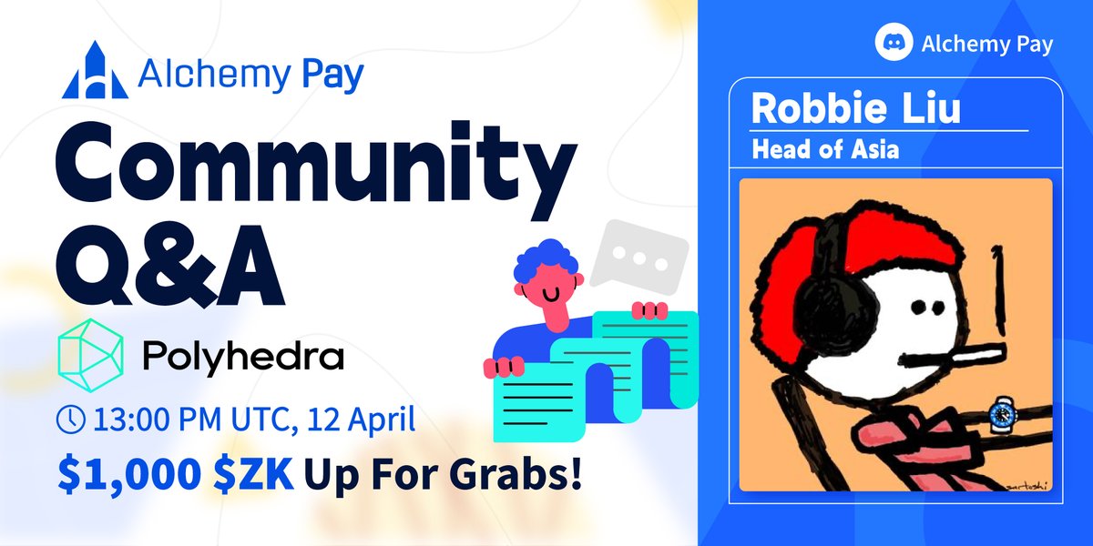 🌟 Excited to announce our upcoming AMA with @PolyhedraZK ! 🚀 Have questions about #Polyhedra? Drop them below or save them for our live Q&A! 💬 🎉 $1,000 $ZK Up For Grabs! 📅 13:00 PM UTC, April 12 📍discord.gg/alchemypay 10 lucky questioners will share $500 $ZK for their