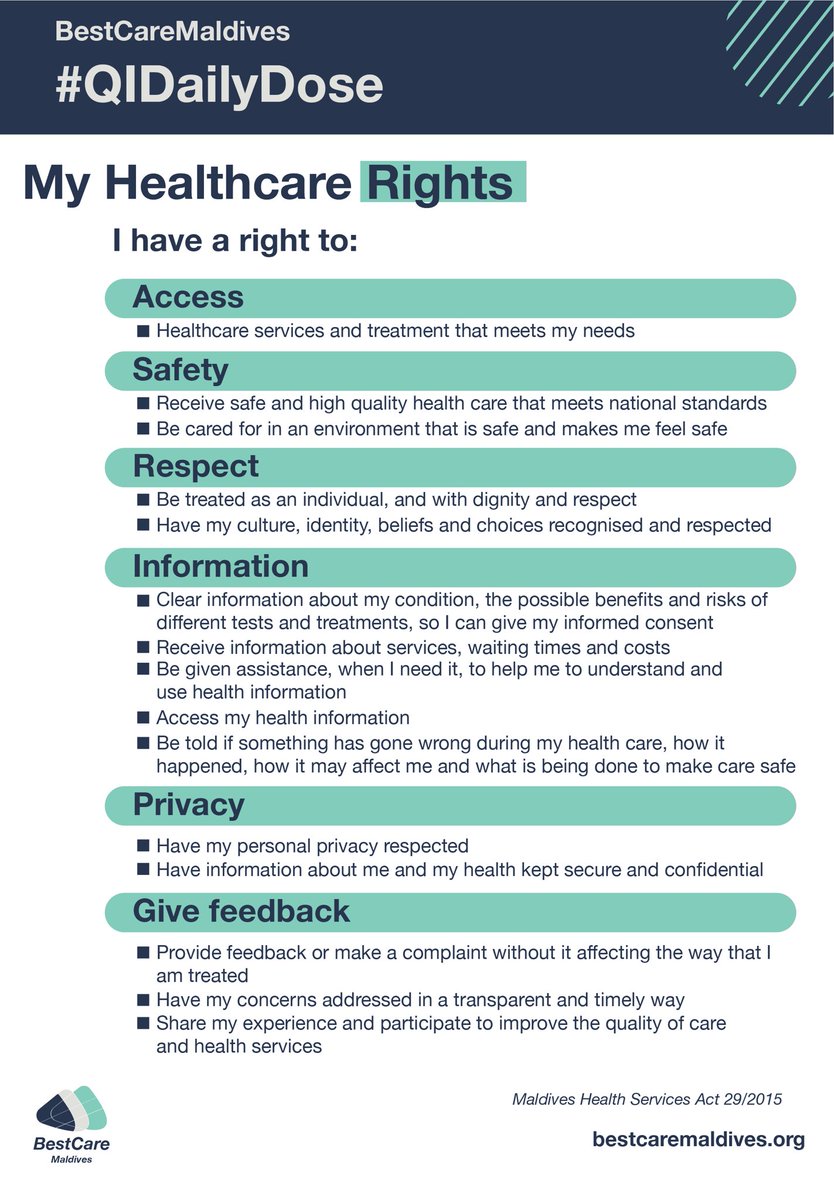 The World Health Day theme is “My Health, My Right”. How many of our hospitals and clinics have the courage to display these patient’s rights in their lobby?