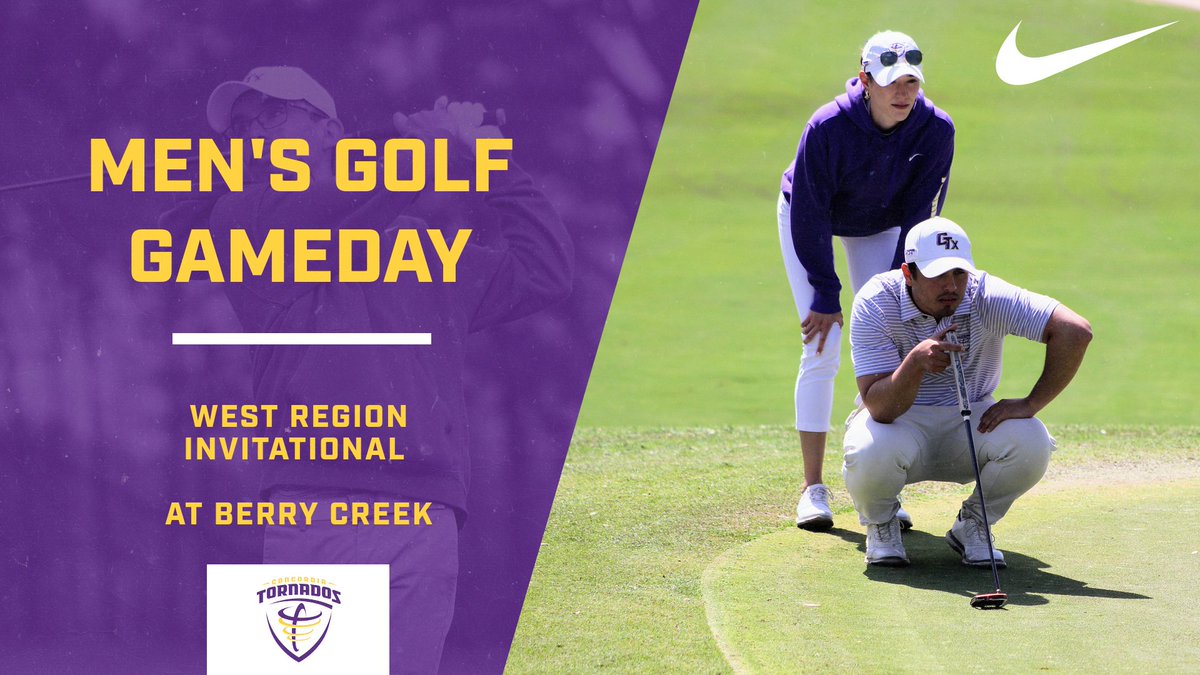 It’s 𝑻𝑬𝑬 𝑻𝑰𝑴𝑬!!🏌️‍♂️

⛳️ West Region Invitational 
📌 Berry Creek Golf Club
⏰ All Day
📊 athletics.concordia.edu

#TornadoNation🌪️