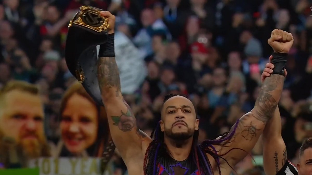 thejudgementgay's tweet photo. three hispanic champions crowned tonight. representation matters #WrestleMania https://t.co/tPHbrR0Zn9