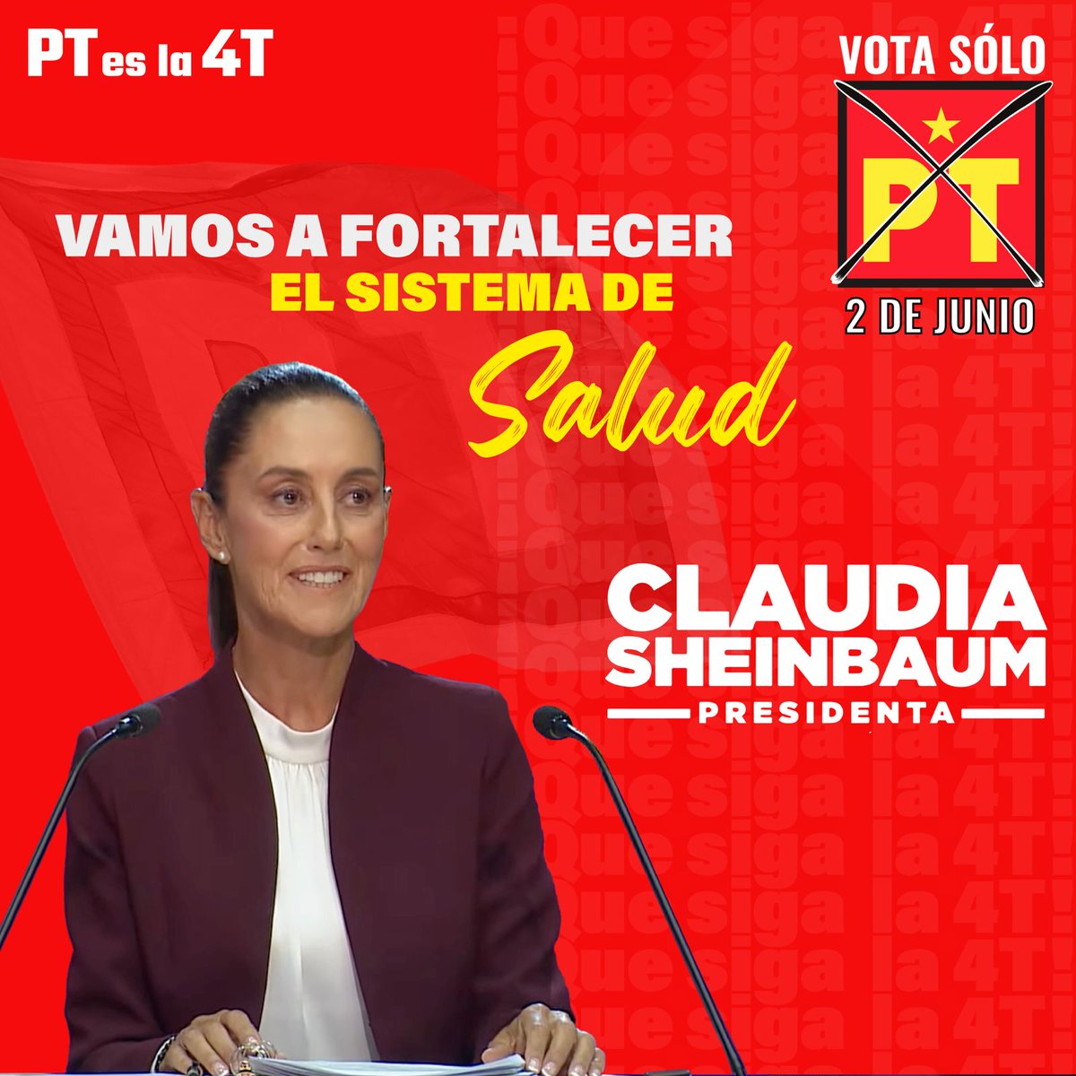 Nuestro proyecto es fortalecer desde la prevención hasta las enfermedades más complejas y brindar medicamento gratuito a las mexicanas y mexicanos que lo requieran.

#PTesla4T #PlanCconelPT #VotaClaudiaVotaPT #VotaTodoPT #ClaudiaSheinbaum #PT
#DebatePresidencial2024